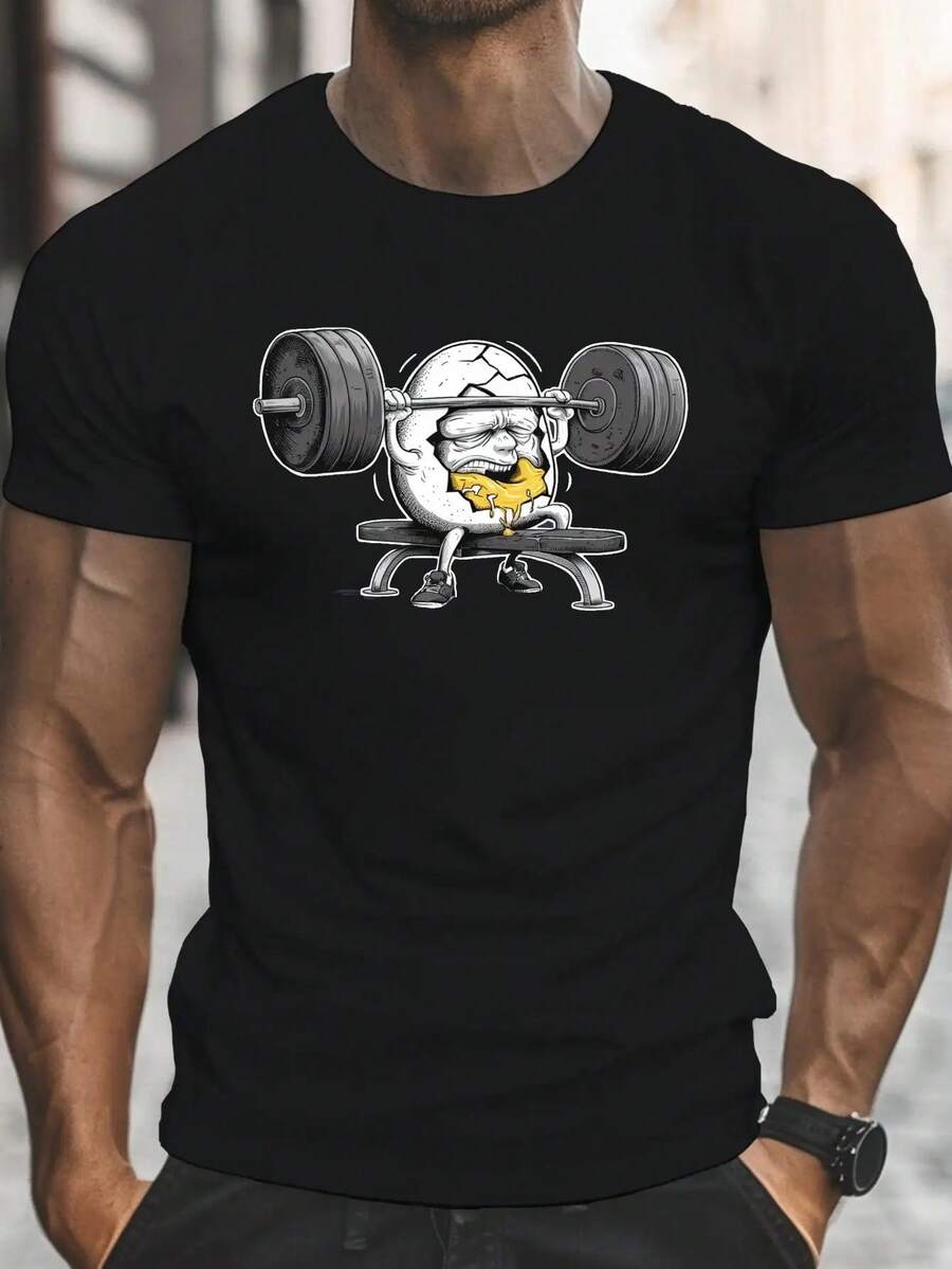 

Unisex s All-Cotton Breathable Casual T-Shirt - Fun Cracked Egg Pattern S
