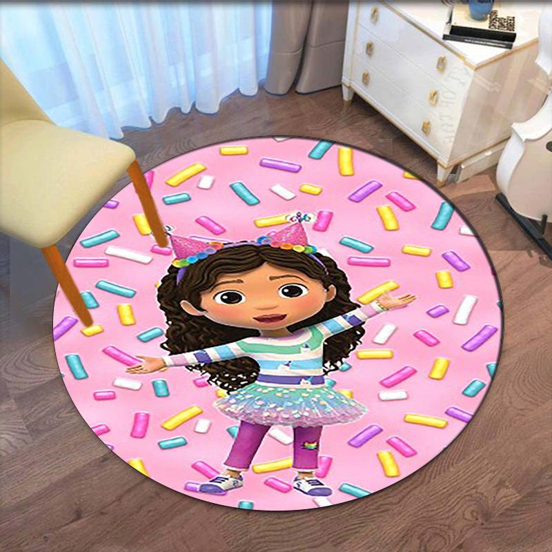 Gabby's Poppenhuis Bedrukte Ronde Vloerkleed Tapijt Stoelkleed Gebiedskleed Entree Deurmatten, voor Kantoorstoel Woonkamer Slaapkamer Keuken.