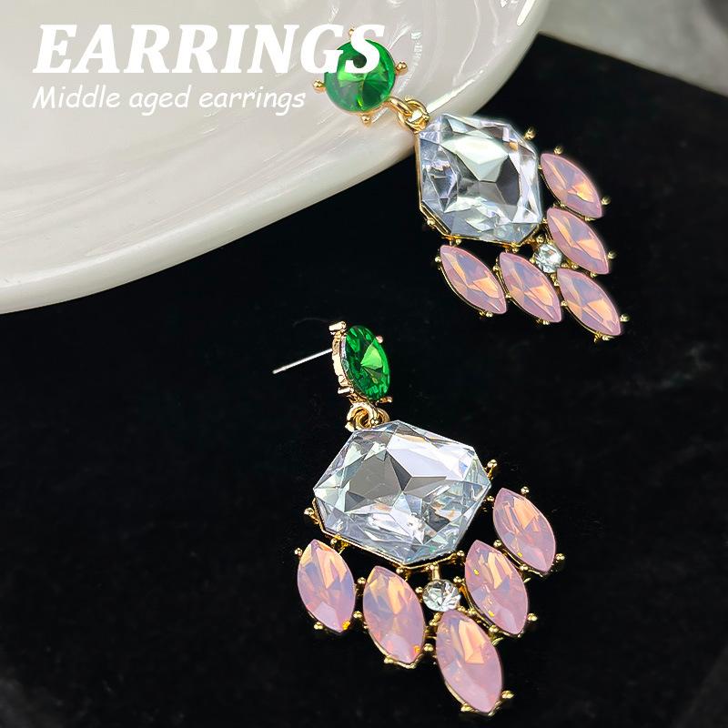 Boucles d'oreilles pendantes Zircon Fleur Colorée pour Femmes, Boucles d'oreilles pendantes Statement pour Fête & Usage Quotidien
