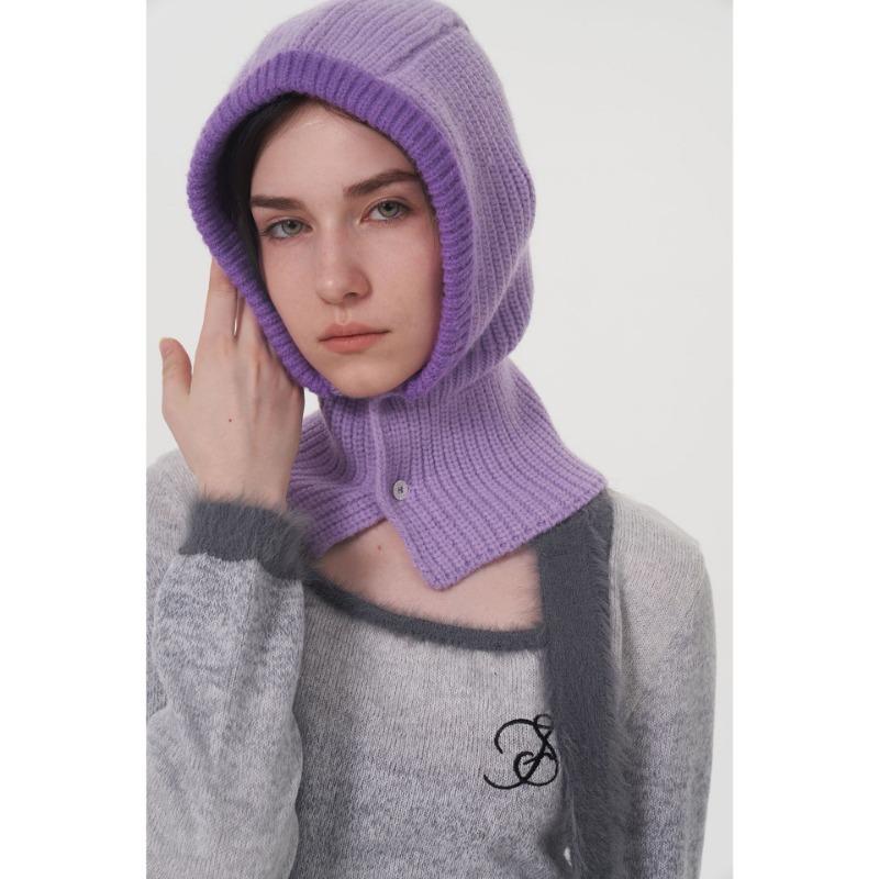 Original Niche Balaclava Hat Women, Winter New Big Head Circumference Warm Ear Protector Wool Knitted Hat
