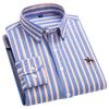 Basic Oxford Dress Shirt For Men Long Sleeve Cotton Solid Casual Plaid Striped Social Business Male