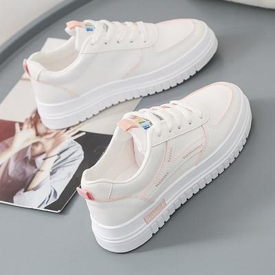 Fall  New White Shoes Women's Flat Leather Lightweight Fashion Bai Match Board Shoes Casual Sports Single-Layer Shoes Women