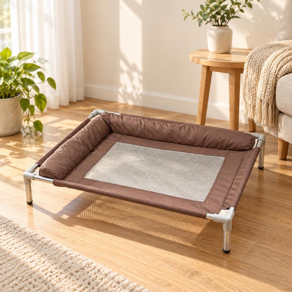 Elevated Pet Bed with Mesh Breathable Raised Frame Removable Cover ScratchResistant Dog