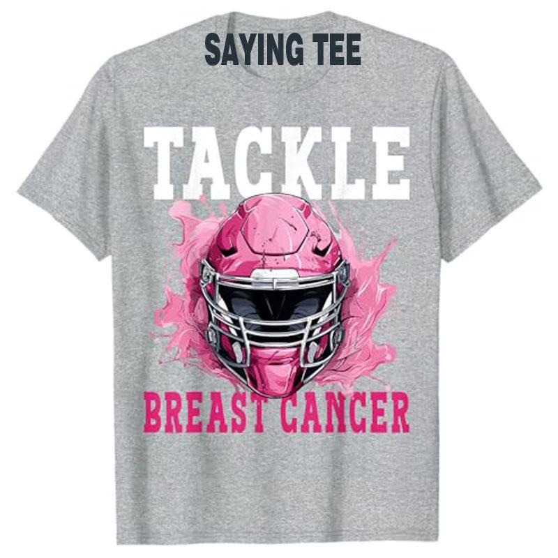 Tackle Football Brustkrebs-Bewusstsein Rosa Schleife Jungen Kinder T-Shirt Mode Fußball-Liebhaber Grafik Top Kurzarm Spruch T-Shirt