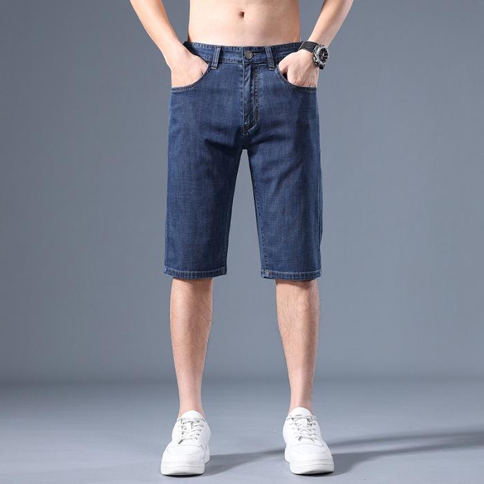 Summer Jeans Men's Youth Stretch Versatile Mid-pants Casual Straight Loose Thin Light Business Trousers Men's