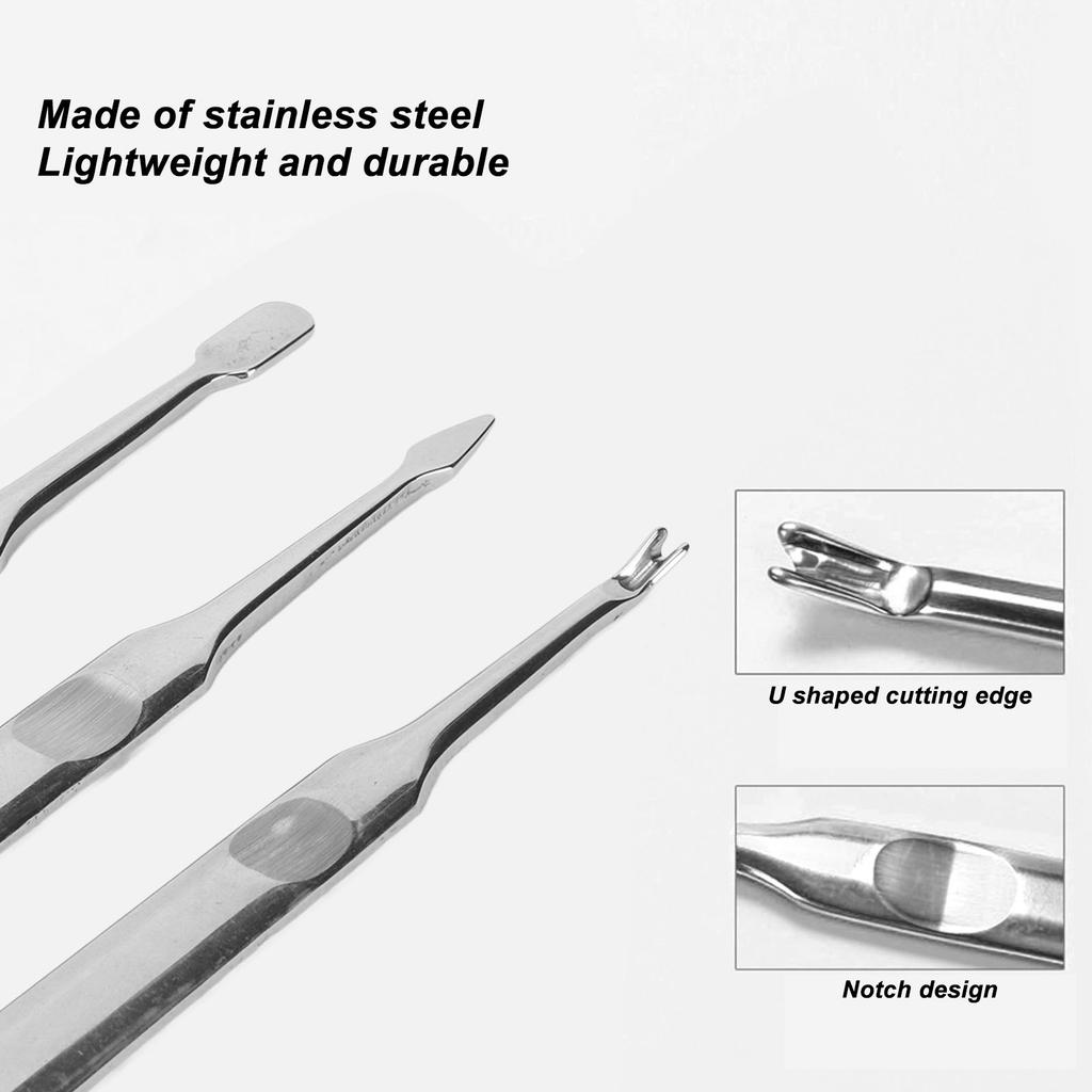 3pcs Nail Cuticle Trimmer Stainless Steel Professional Cuticle Nail Remover Pusher for Manicure