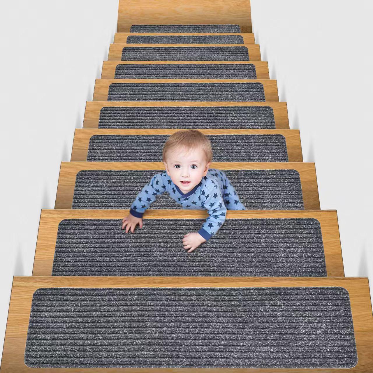 

Self-Adhesive, Washable, Anti-Slip Stair Mats with Double Stripe Design for Home and Dorm Use 20x76 cm