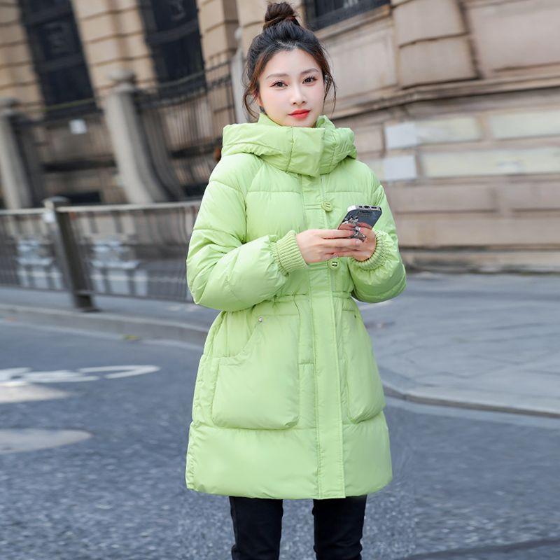 

Fashion Winter Womens Mid-length Down Cotton Coat Thickened Warm Waist Trench Jacket Korean Style S