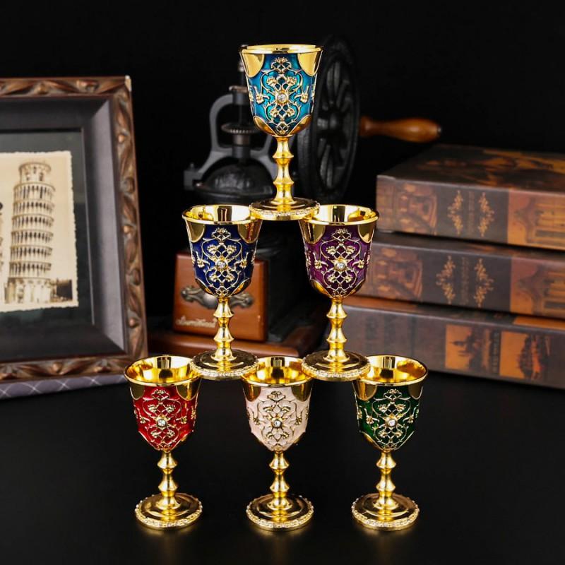 Elegant Rhinestone-Studded Stemmed Shot Glass Turkish Style Barware Decorative Display Cup Spirits