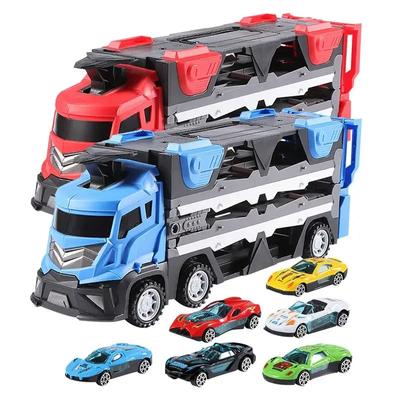 Ejector Container Truck Folding Track Engineering Car Alloy Car Children's Toy Pull-Back Car Toy Christmas Gifts
