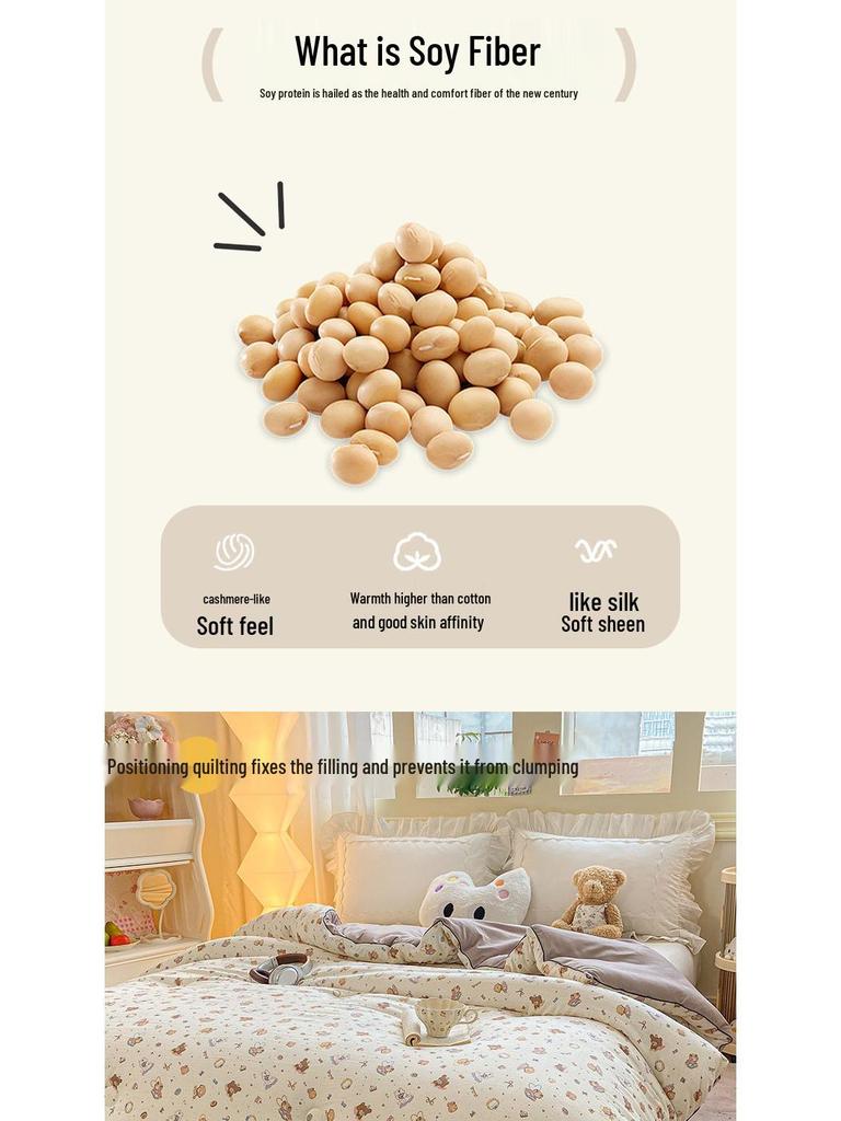 Antybakteryjna kołdra sojowa klasy A: Drukowana Gruba Bawełniana Kołdra do Akademików - Kontrolująca Temperaturę Zimowa Ciepło