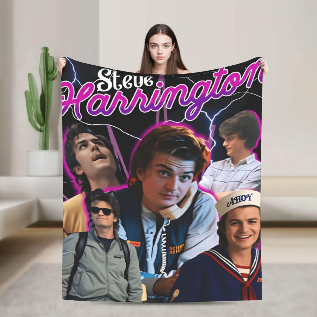 Steve Harrington Blankets Soft Funny Plush Throw Blanket For Kids Bedroom Flannel Bedspread Bed Cover
