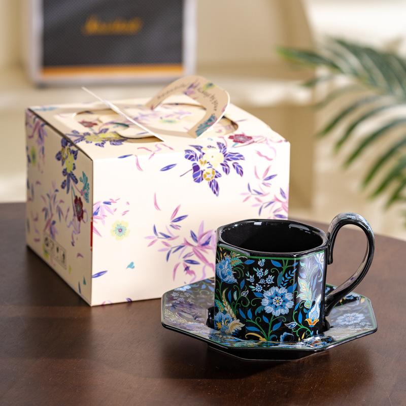 Retro American Coffee Cup And Saucer Set Couple Cup Internet Celebrity Afternoon Tea Cup Ceramic Lady High Value Cup Gift Box