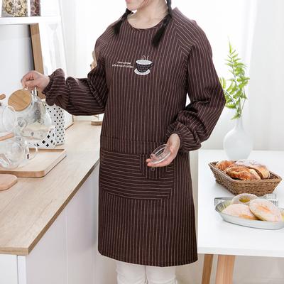 Langarmschürze, hautfreundlich, mit Taschen, Polyester-Baumwolle, Damen-Arbeitskleidung, Schürzen zum Kochen