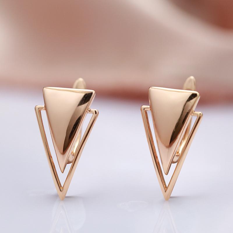 Fashion Glossy Dangle Earrings  Rose Gold Simple Triangle Earrings For Women High Quality Daily Fine Jewelry