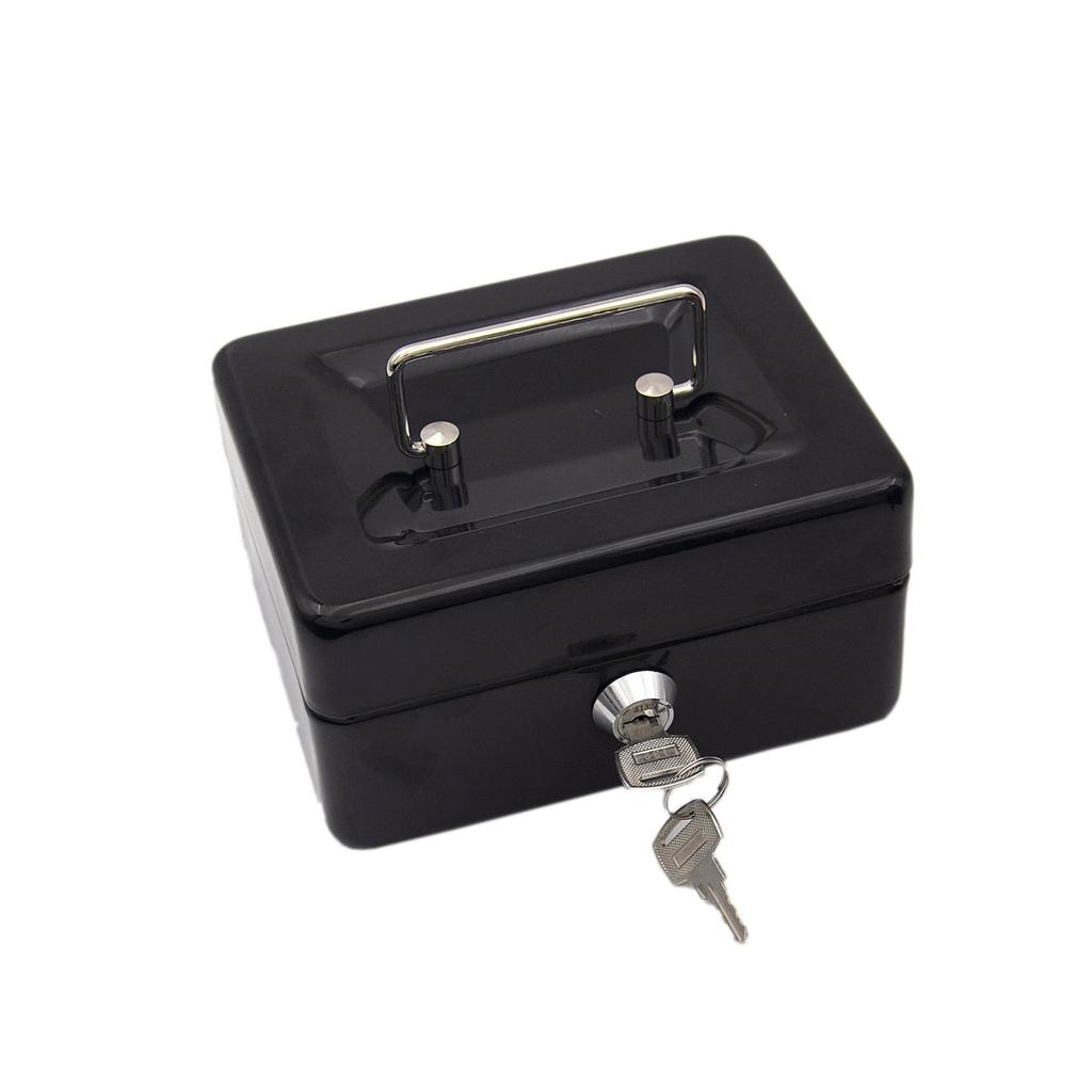 Large Portable Cash Box with Key Lock - Removable Inner Tray and Customizable Color Silk Screen Printing.