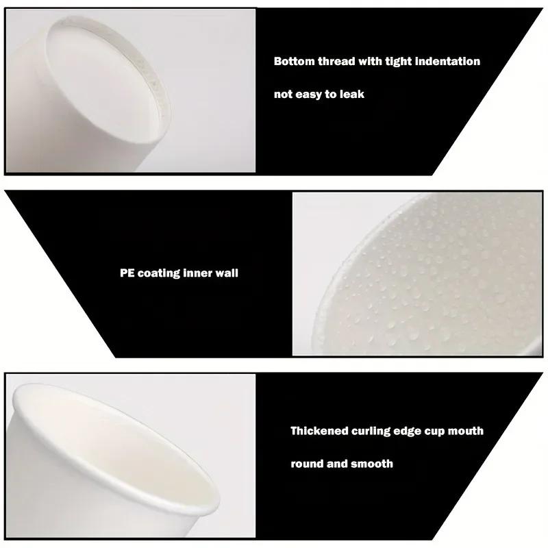 50/100PCS 210/250ml Pure White Paper Cups Disposable Coffee Tea Milk Cup Party Drinking Accessories Camping Party Supplies