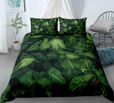 Leaves Pattern Duvet Cover Set King Queen Full Twin Size Green Leaves Polyester Comforter Cover for Kid Boy Girl Bedding Set