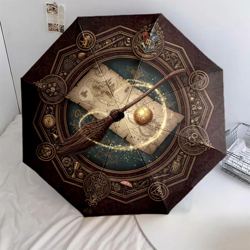 1 PC Automatic Folding Umbrella - Cartoon Pattern, Portable & Foldable Design with 9 Ribs, Christmas Birthday Gifts