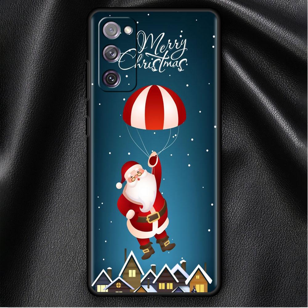 Bumper Case For Samsung Galaxy S22 Ultra S21 FE S20 Plus S10 Lite Phone Cover S10e S9 S8 S7 Silicone Funda Christmas Santa Claus