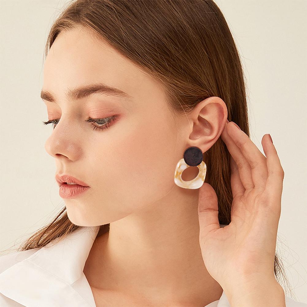 Women Wood Resin Earrings Retro Style All Matching Earrings