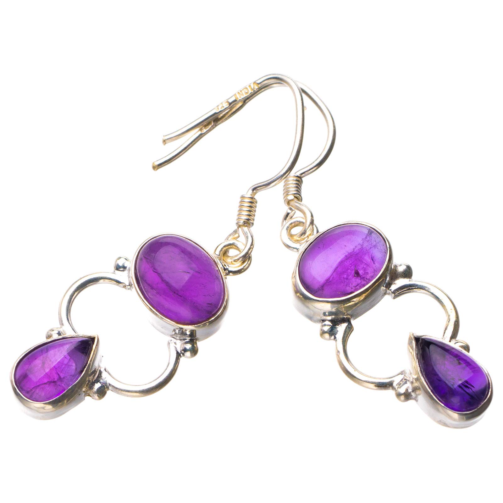 

StarGems® Natural Amethyst Handmade 925 Sterling Silver Earrings 1.5 D7130
