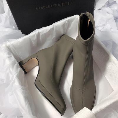 Designer Women Ankle Boots Fashion Back Zippers Shoes Autumn Winter Thick Heel Ladies Elegant Short Booties