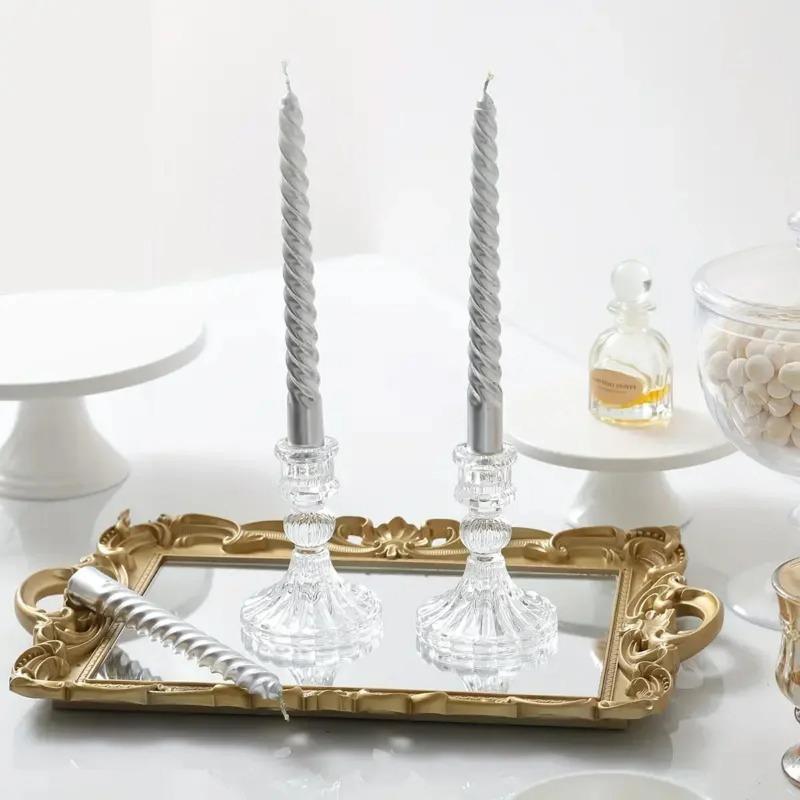 Candle Holders Retro Transparent Glass Candle Holders Suitable For Pillar Candles, Weddings, Holiday Parties Decoration