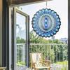 Kinetic Metal Evil Eye Wind Spinner - Intricate Blue & Turquoise Stained Glass Design - Versatile Indoor/Outdoor Art for Garden, Patio