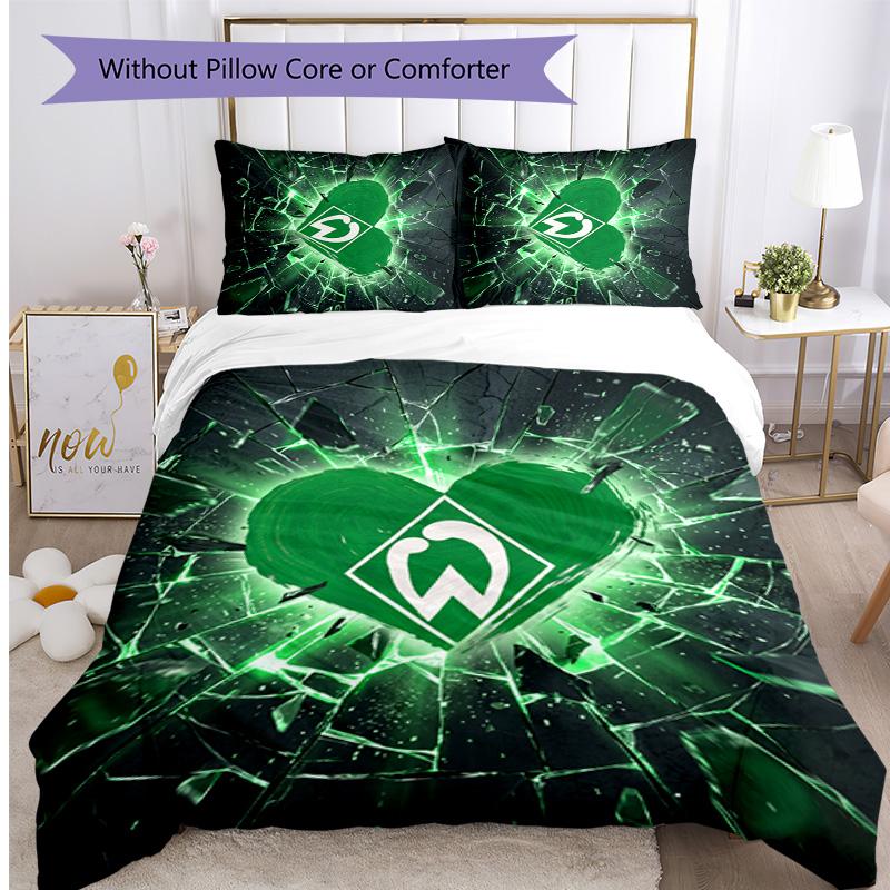 Set Lenzuola 3 Pezzi Stampato Werder Bremen, Comodo Set Copripiumino per Camera da Letto Amico della Pelle