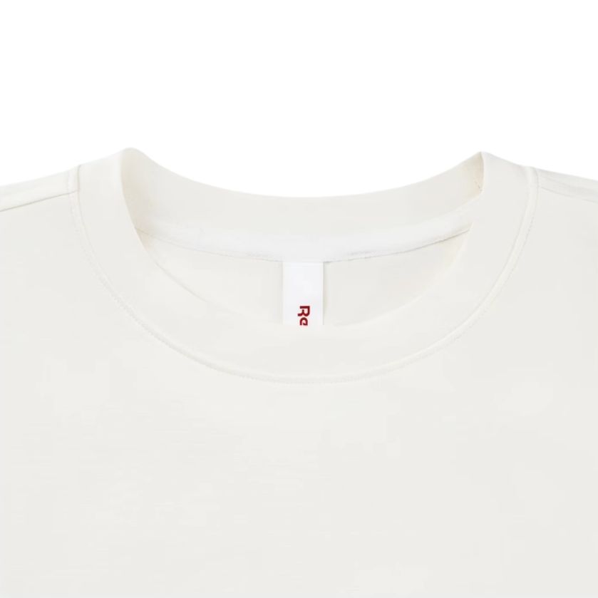 Reebok Plain Drop Shoulder Round Neck Loose Short Sleeve T-Shirt Women Tops Off-White 23RCS416WGW1