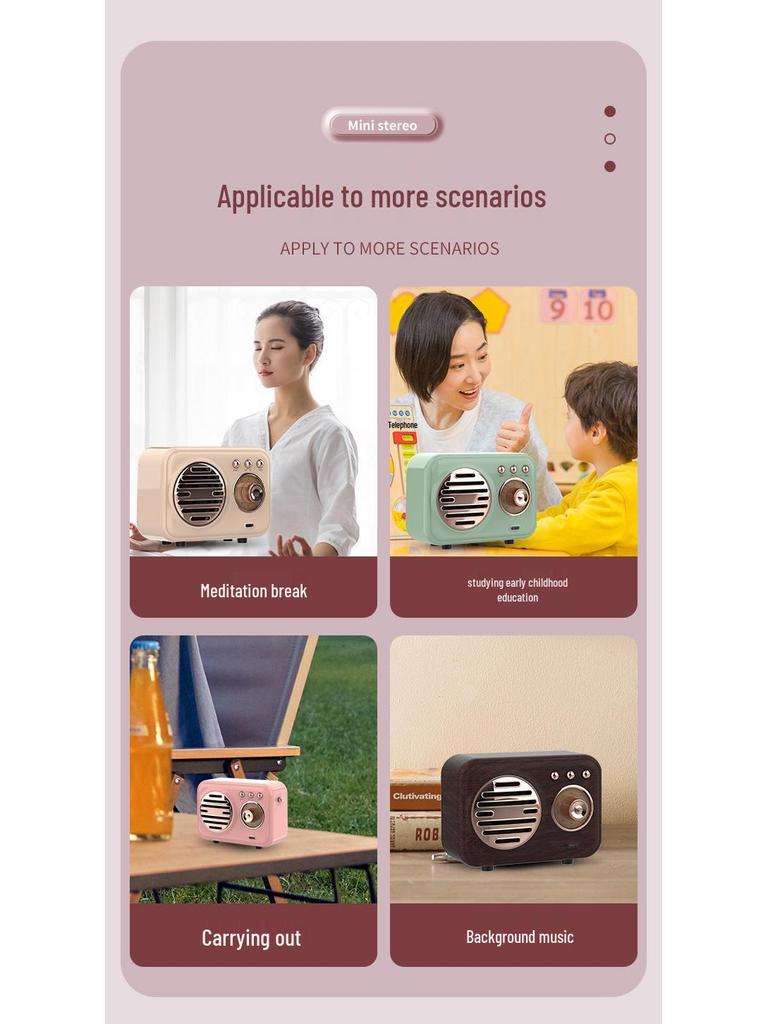 W13 Retro Mini Wireless Outdoor Portable Radio Speaker with Loud Bass