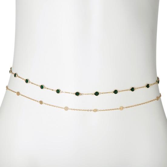 Women Waist Chain Double-layer Sequin Adjustable Length Hollow Out Belly Dance Performance Waist Jewelry Parties Festivals Nightclub Body Chain