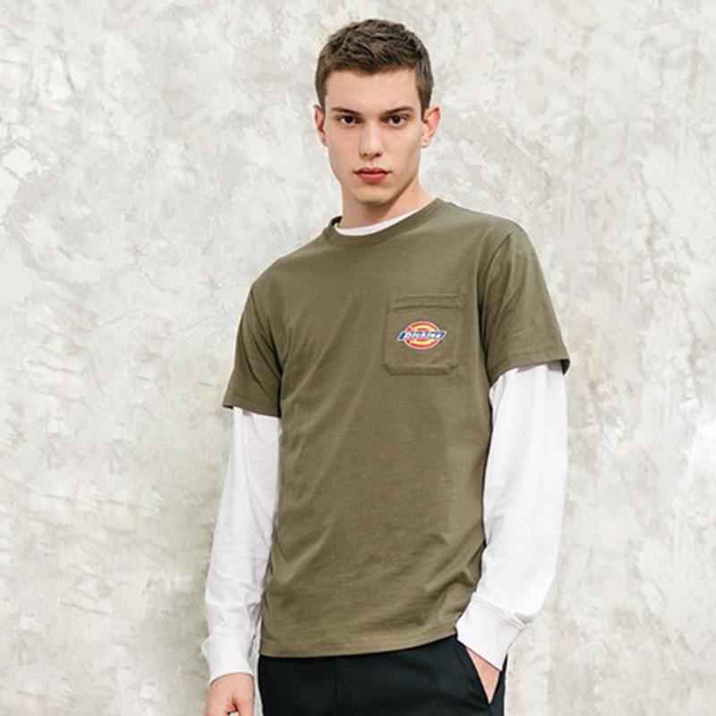 Dickies SS21 Pocket Logo Straight T-Shirt Men Tops Military-Green DK008904MGR