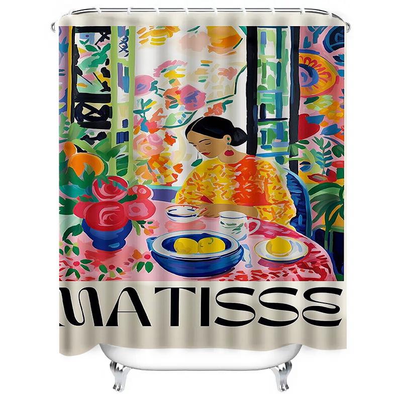 MATISSE Artistic Waterproof Shower Curtain Heat Resistant Machine Washable Non-Transparent 180x180cm