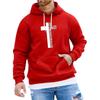 Men's 2025 Creative Black & White Cross Pattern Hoodie with Curved Hood