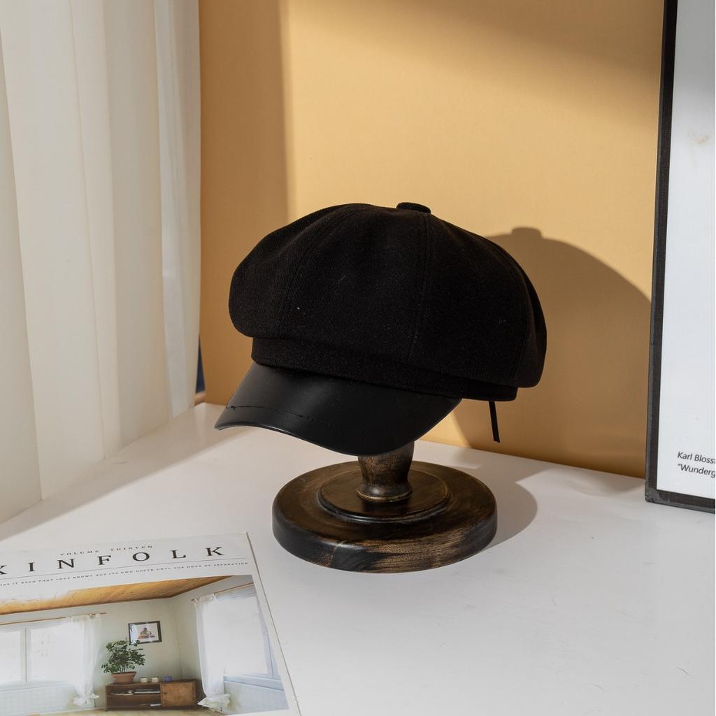 Autumn and winter Maillard wears a hat female retro painter beret shade cloud octagonal hat trendy versatile duck tongue