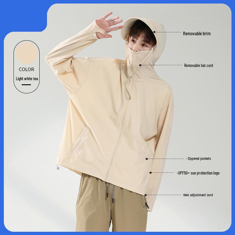 LULU OIOI Unisex Eisseiden-Sonnenschutzjacke mit breiter Krempe, Anti-UV, dünn und atmungsaktiv für Sommer-Outdoor-Aktivitäten.
