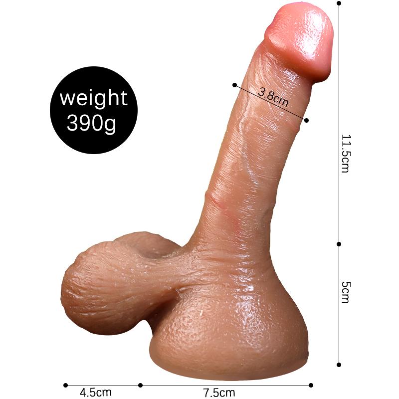 VaHppy Dildo din silicon lichid 3,8 cm Nivel ridicat de simulare Cu testicule Gland expus Fara preput Jucarii sexuale pentru fete Masturbatoare Ventuza