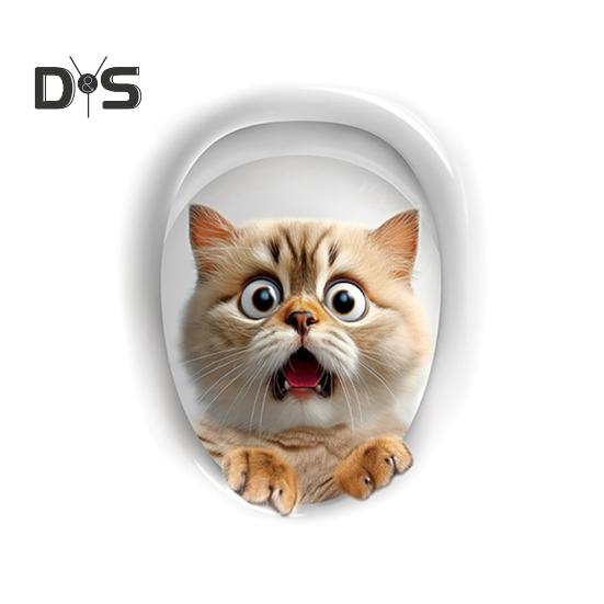 

Имитация кошачьего туалета, водонепроницаемая, съемная, самоклеящаяся, ПВХ, настенное искусство для гостиной, ванной комнаты, 3D-эффект, котенок, крышка унитаза, декоративная наклейка Cat