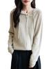 Yuanbao Stitch Women's Korean Style Wool Zippered Hoodie - Casual Versatile Solid Color Knitwear