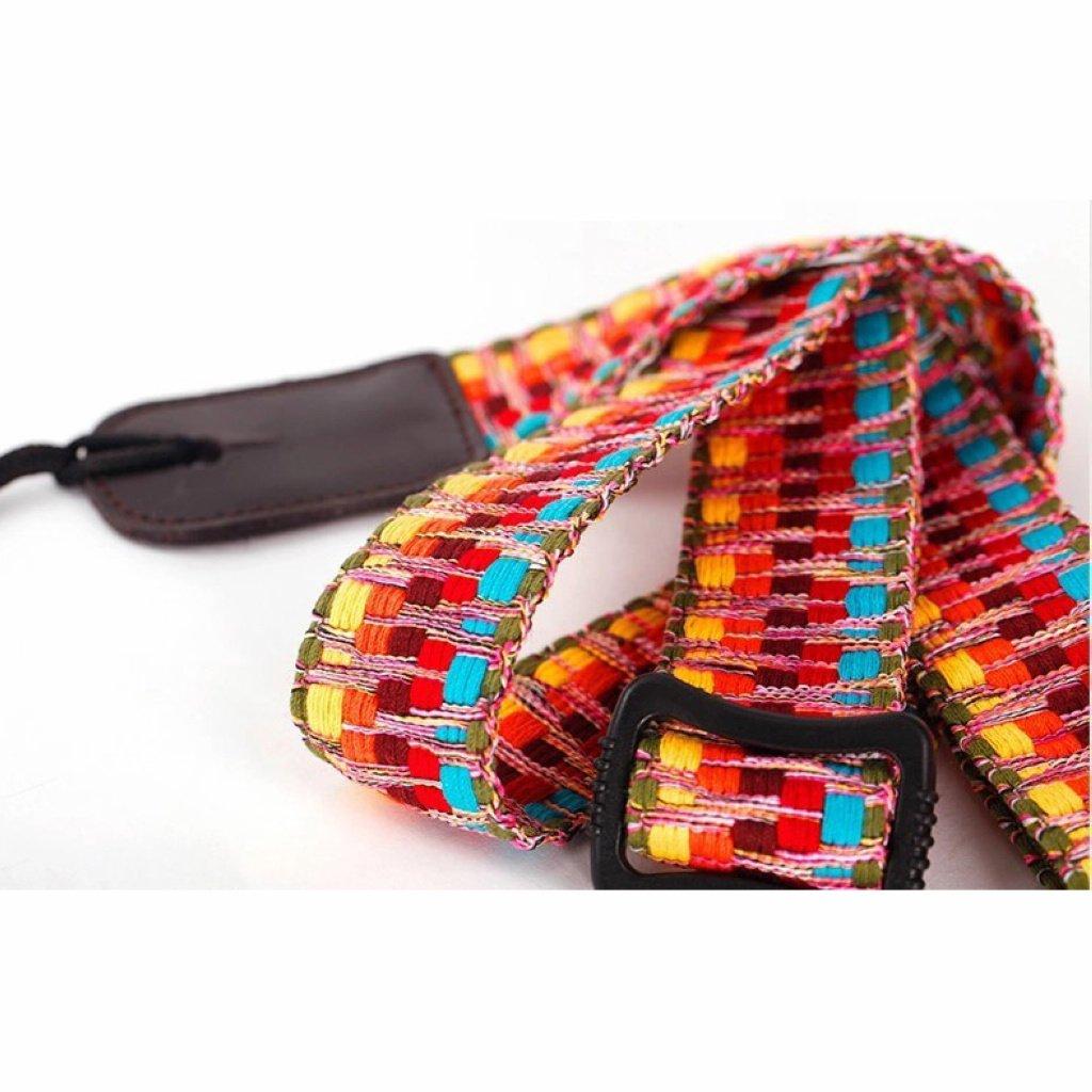 

MUSIC FIRST Прочный радужный регулируемый ремень для укулеле из 100% хлопка и натуральной кожи, плечевой ремень, версия 2.0