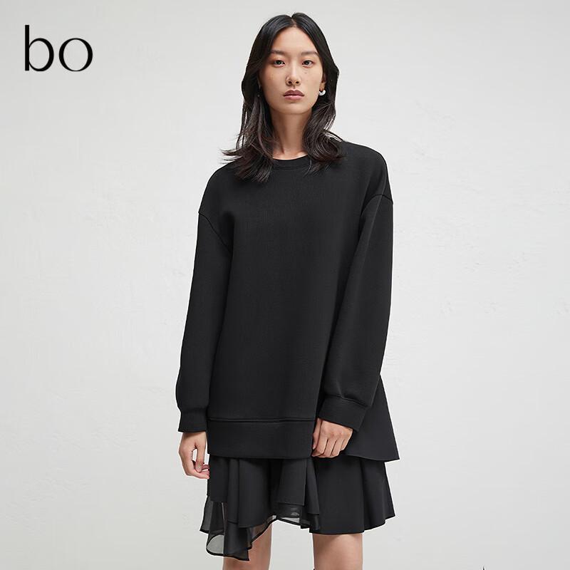 

Round Neck Long Sleeve Patchwork Sweatshirt Dress S