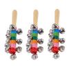 6Pcs Shaking Bell Sticks Wooden Handle Xmas Jingle Bells Musical Percussion Instrument for Holiday Birthday Party