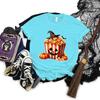 Halloween Popcorn Graphic Short Sleeve Tshirt Women Pumpkin Witch Hats Graphic Classic Tops Horror Popcorn Halloween Tshirts