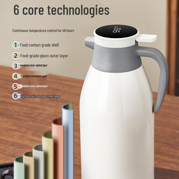 2026 Glass-Lined Thermos Flask: Large Capacity Insulated Water Bottle for Home and Student Use, Ideal for Hot Water and Tea Brewing.