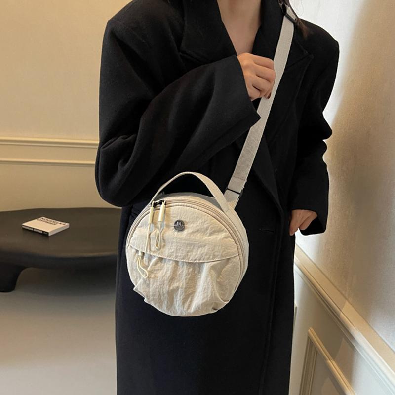 Women's Casual Nylon Crossbody Bag with Adjustable Strap Vintage Solid Color Small Shoulder Bag Polyester Lining for Everyday Use AVE