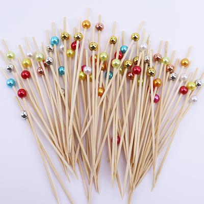100 τμχ White Pearl Bamboo Food Picks Fruit Party Γαμήλια κέικ μιας χρήσης Επιδόρπιο μπαστούνια κοκτέιλ μπουφέ Cupcake Οδοντογλυφίδα σουβλάκι