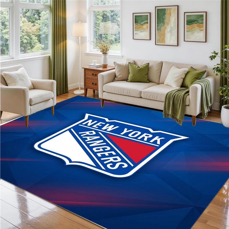 New York Rangers Design Crystal Velvet Rug Soft Decorative Mat for Bedroom Entrance