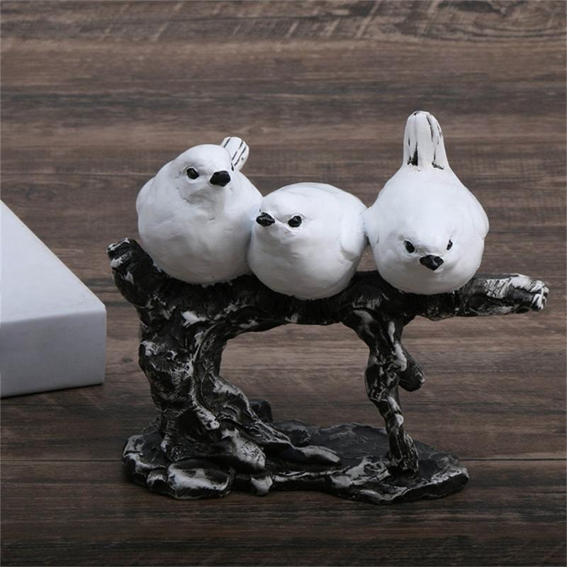Animal Statue Modern Sculpture for Home Office Desk Decor Resin Birds Figurine Gifts Decorative Birds on Branch Statue